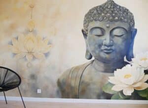 Fresque murale pour un espace dédié au yoga et à la méditation