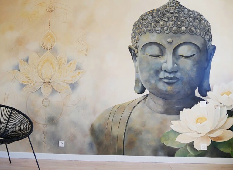 Fresque murale pour un espace dédié au yoga et à la méditation